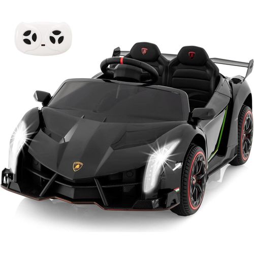 Elektroauto für Kinder, 12V Lamborghini Kinder Auto mit hydraulischer Tür, Elektroauto mit Fernbedienung & Schaukelfunktion & MP3 & LED-Licht, Elektrofahrzeuge für Kinder ab 3 Jahre (Schwarz)