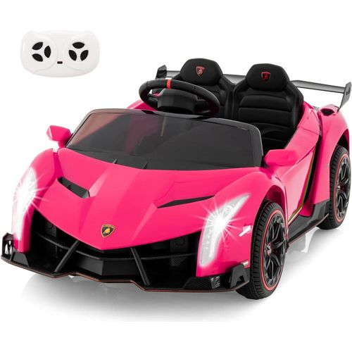 Elektroauto für Kinder, 12V Lamborghini Kinder Auto mit hydraulischer Tür, Elektroauto mit Fernbedienung & Schaukelfunktion & MP3 & LED-Licht, Elektrofahrzeuge für Kinder ab 3 Jahre (Rosa)