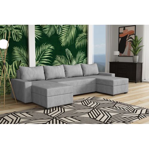 Wohnlandschaft Schlafsofa Sofa AGNETA LUX Stoff Lincoln Hellgrau