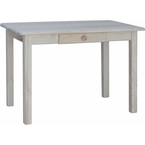 Tisch mit Schublade aus massivem Kiefernholz unbehandelt 90 x 60 cm