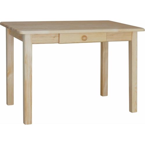 Tisch mit Schublade aus massivem Kiefernholz lackiert 90 x 60 cm