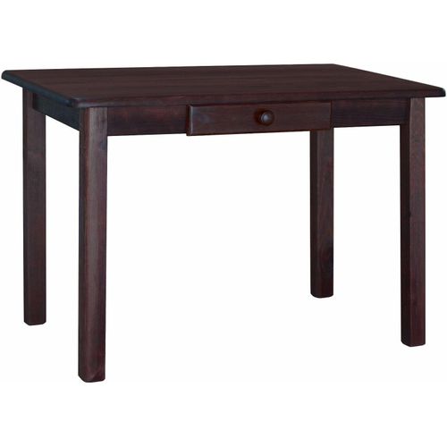 Tisch mit Schublade aus massivem Kiefernholz in der Farbe Nuss 90 x 60 cm