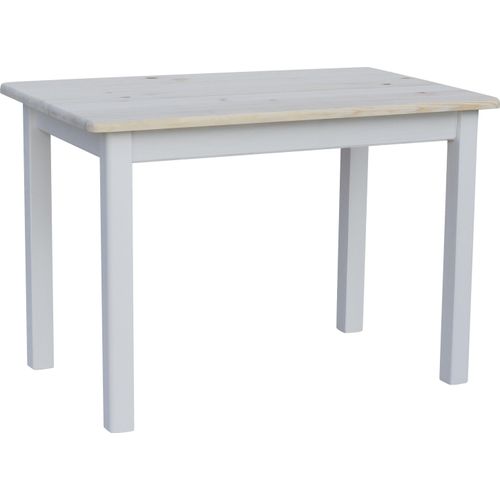 Weißer Tisch aus massivem Kiefernholz mit unlackierter Tischplatte 100 x 60 cm