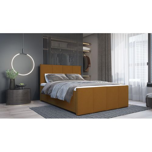 SALES LEADER Boxspringbett DUBLIN 200x200 cm Polsterbett mit zwei Bettkästen, Komplett-Set mit Matratze und Topper (4cm), Braun, Erz, Bett Stoff SZTRUKS 17