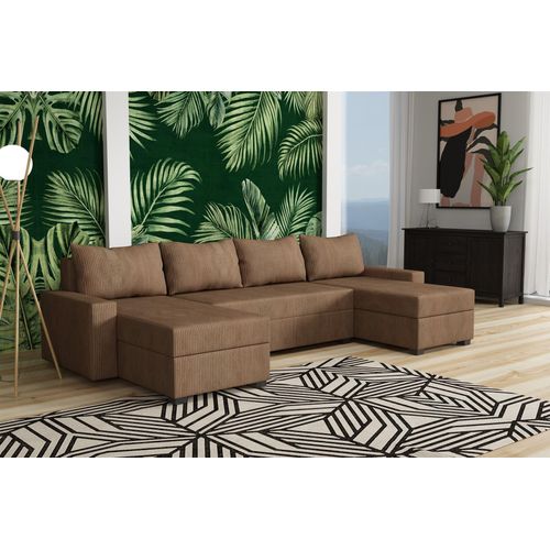 Wohnlandschaft Schlafsofa Sofa AGNETA Stoff Lincoln Cappuccino