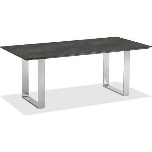 Gartentisch Noha 220x95 Tischplatte HPL Graphit Profilkufe Edelstahl gebürstet