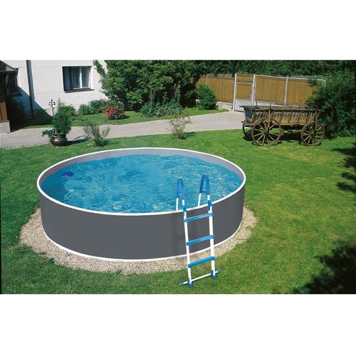 Stahlwandpool Splash Pool Komplettset Ø 360 x 110 cm grau inkl. Filteranlage, Leiter, Vlies