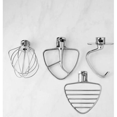 Fur KitchenAid Edelstahl Zubehör Set Schneebesen, Knethaken, Flachrührer und Feingebäck-Rührer für Küchenmaschinen