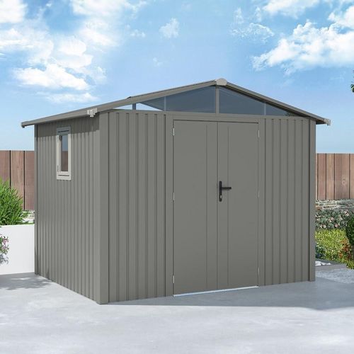 Gerätehaus Geräteschuppen Gartenhaus Gartenschuppen 3x2.3m Metall grau Rockford