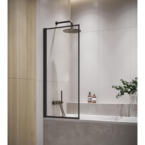 Badewanne Medal 5mm mit Nanobeschichtung 60 x 140cm Matt schwarz Duschwand Duschabtrennung Badewannenaufsatz