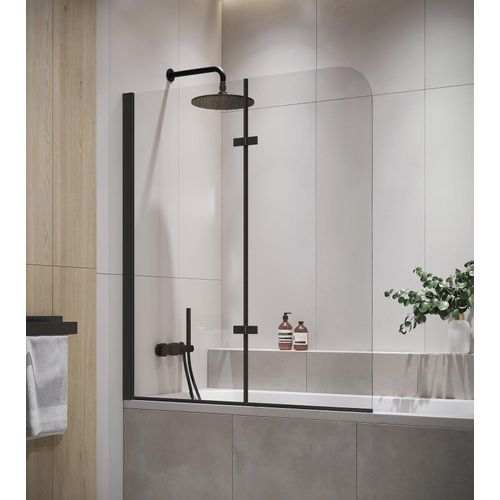 Badewanne Austin Schwarz 5mm mit Nanobeschichtung 110 x 140cm Duschwand Duschabtrennung Badewannenaufsatz