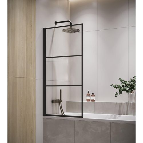 Badewanne Berkan 5mm mit Nanobeschichtung 60 x 140cm Matt schwarz Duschwand Duschabtrennung Badewannenaufsatz