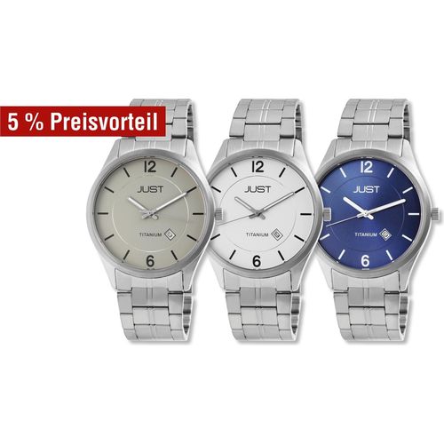 Just Herrenuhr mit Gliederarmband, Titan, 5 ATM