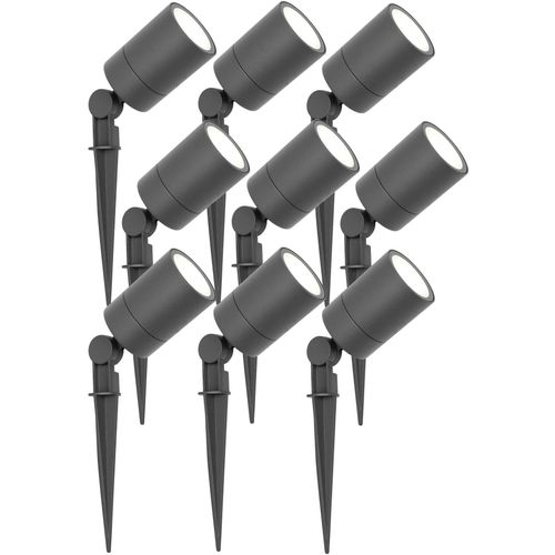 Ledvion 9er Pack LED Gartenstrahler, Aluminium Anthrazit, IP65, 5W, 6500K, 1 Meter Kabel, LED-Strahler, LED-Gartenstrahler für Draußen
