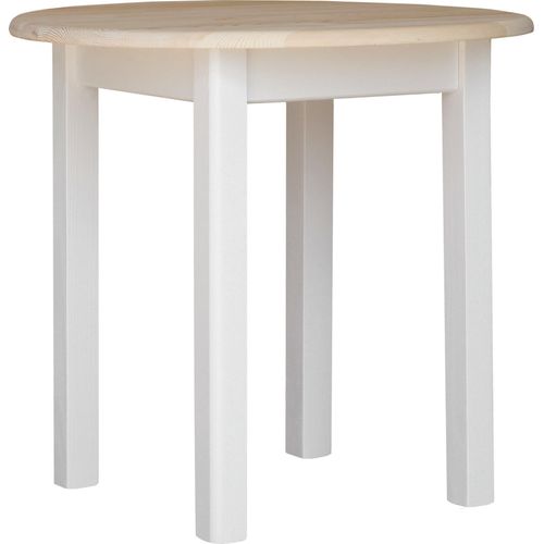 Weißer Runder Tisch aus massivem Kiefernholz mit unlackierter Tischplatte 90 cm