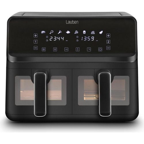 Lauben DualZone® Air Fryer 8000BC, Heißluftfritteuse mit zwei Körben, Gesamtvolumen 8 l, Klarsichtfenster, 8 voreingestellte Programme