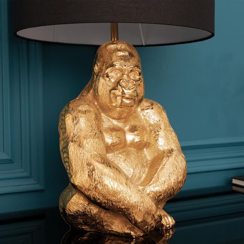 riess-ambiente Design Tischlampe KONG 60cm gold Metall Affenlampe Gorilla schwarzer Lampenschirm Wohnzimmer Tischleuchte Lampe
