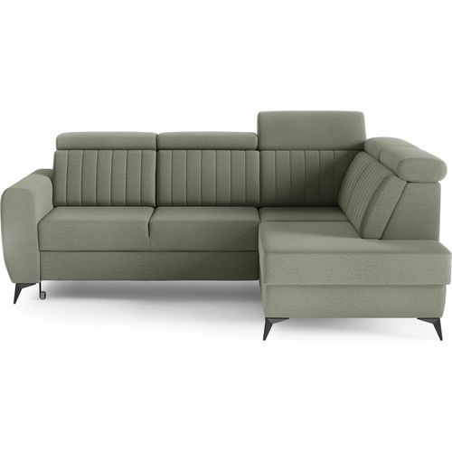 Couch für Wohnzimmer, Samstoff, Ecksofa mit Schlaffunktion und Bettkasten, Schlafsofa, Sofagarnitur, L Sofa Eckcouch L-Form Wohnlandschaft mit Bettfunktion - Ecksofa MOSTA II Olive (Element 11) - Rechts