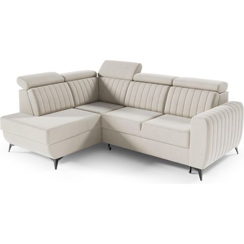 Couch für Wohnzimmer, Samstoff, Ecksofa mit Schlaffunktion und Bettkasten, Schlafsofa, Sofagarnitur, L Sofa Eckcouch L-Form Wohnlandschaft mit Bettfunktion - Ecksofa MOSTA II Grau (Element 04) - Links