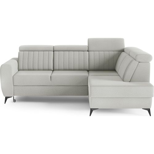 Couch für Wohnzimmer, Samstoff, Ecksofa mit Schlaffunktion und Bettkasten, Schlafsofa, Sofagarnitur, L Sofa Eckcouch L-Form Wohnlandschaft mit Bettfunktion - Ecksofa MOSTA II Hellgrau (Element 24) - Rechts