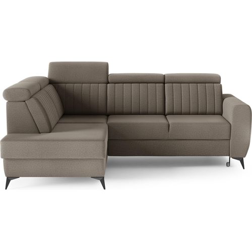 Couch für Wohnzimmer, Samstoff, Ecksofa mit Schlaffunktion und Bettkasten, Schlafsofa, Sofagarnitur, L Sofa Eckcouch L-Form Wohnlandschaft mit Bettfunktion - Ecksofa MOSTA II Braun (Element 05) - Links