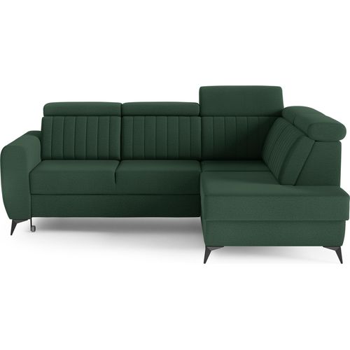 Couch für Wohnzimmer, Samstoff, Ecksofa mit Schlaffunktion und Bettkasten, Schlafsofa, Sofagarnitur, L Sofa Eckcouch L-Form Wohnlandschaft mit Bettfunktion - Ecksofa MOSTA II Dunkelgrün (Element 12) - Rechts