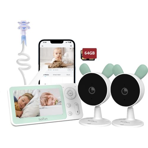 Babyphone mit 2 Kameras, Bewegungs-/Geräuscherkennung, 1080P baby monitor mit 4,3