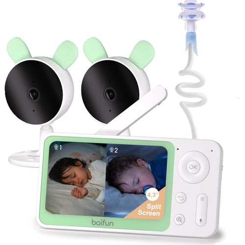 Babyphone mit 2 Kameras, Bewegungs-/Geräuscherkennung, 1080P baby monitor mit 4,3