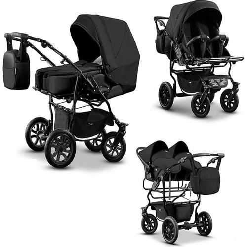 Zwillingskinderwagen 4 in 1 City Twin inkl. Autositze - 15 Teile - in 19 Farben