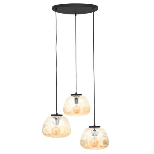 BRILLIANT Pendelleuchte 3-flammig Kaizen braun IP20 E27 40 Watt dimmbar g. f. Normallampe
