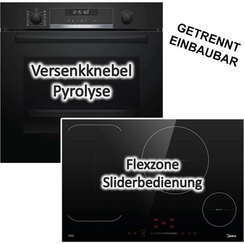 HERDSET Bosch Einbau-Backofen PYROLYSE + Midea Flex-Induktionskochfeld TouchSelect 77cm