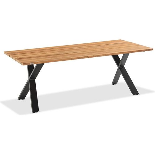 Gartentisch Noha 200x95 Tischplatte Teakholz X-Gestell Aluminium Anthrazit