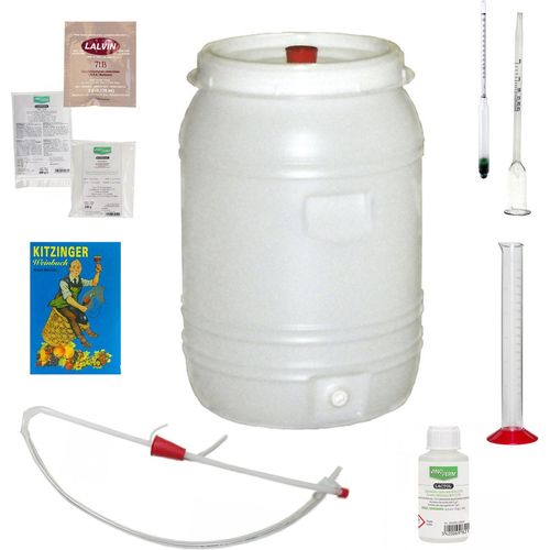Wein selber machen, Wein starterset, Weinbrauset, Weinherstellung starterset - mit Fass Kunststoff 60L, gross