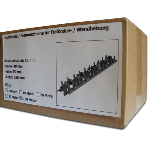 Halteleiste / Klemmschiene für Fußboden- / Wandheizung, Größe 100 m (Pack à 100 Meter)