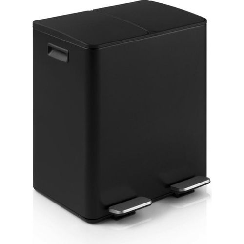 Buxibo Mülleimer Mülltrennung 60 Liter – Mülleimer mit Pedalen & Griffen – Soft-Close – Treteimer/Mülleimer/Mülleimer – 2x30L – Schwarz