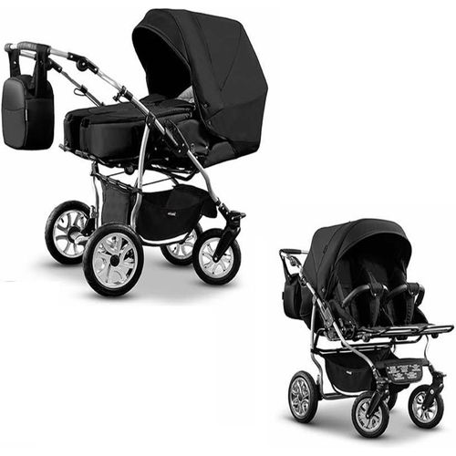 Zwillingskinderwagen 2 in 1 City Twin inkl. Sportsitze - 15 Teile - in 19 Farben