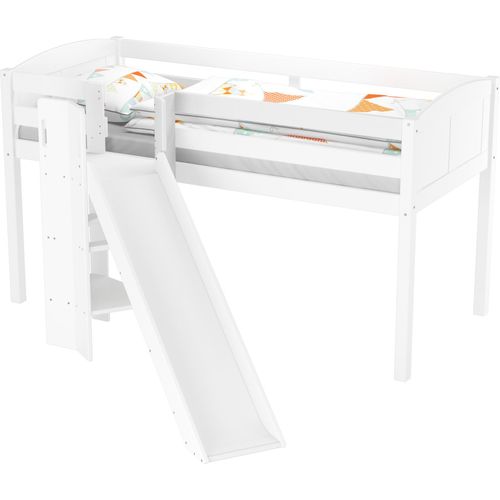Schönes Spielbett für Kinder mit Rutsche 90x200 Kiefer weiß V-60.21W-09ohne Zubehör