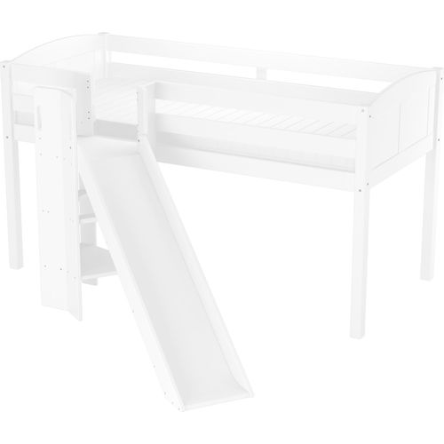 Schönes Spielbett für Kinder mit Rutsche 90x200 Kiefer weiß V-60.21W-09Rollrost und Matratze inkl.