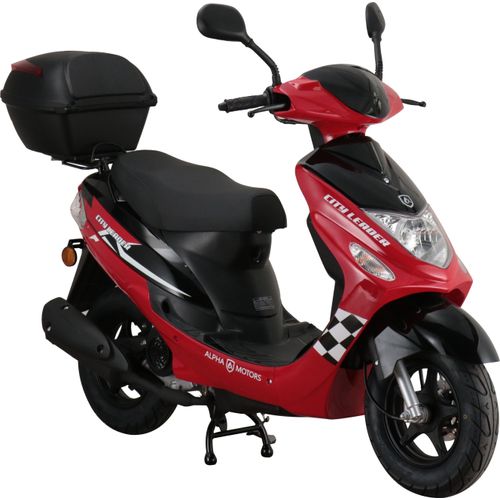 Motorroller CityLeader 50 ccm 45 kmh EURO 5 rot inkl. Topcase