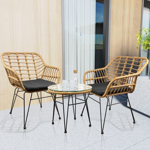 VCM 3-tlg Gartenmöbel Set | Sitzgruppe Essgruppe | 1x Tisch, 2x Loungestühle | Tisch Maße ca. H. 42 x B. 45 x T. 45 cm | Maße pro Stuhl ca. H. 79 x B. 57 x T. 52 cm | Lounge Set - Ragali