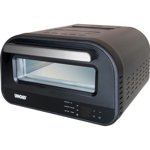 Unold Pizzaofen Don Luigi 68815 | Elektrischer Pizza Ofen aus rostfreiem Edelstahl mit bis zu 450°C, nur ca. 2 Minuten Backzeit.