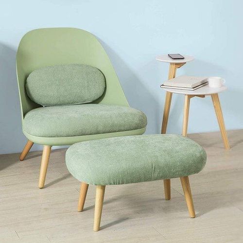 SoBuy FST63-GR Einzelsessel mit Hocker und Rückenkissen, Relaxsessel, Loungesessel, Fernsehsessel, Lesesessel mit Massivholzfüßen, Mintgrün