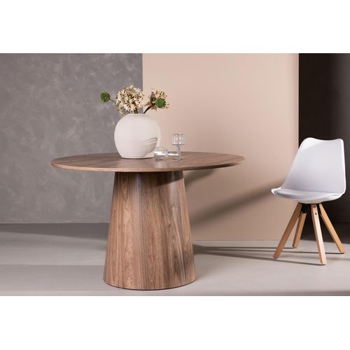 Säulen Esstisch LANZO runder Küchen Tisch Ø120x75cm - Esszimmertisch in natur braun