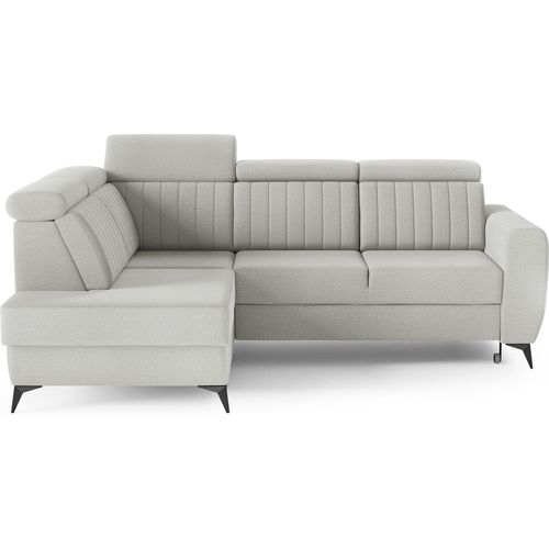 Couch für Wohnzimmer, Samstoff, Ecksofa mit Schlaffunktion und Bettkasten, Schlafsofa, Sofagarnitur, L Sofa Eckcouch L-Form Wohnlandschaft mit Bettfunktion - Ecksofa MOSTA II Hellgrau (Element 24) - Links