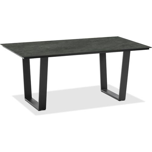Gartentisch Noha 180x95 Tischplatte HPL Graphit Trapezkufe Aluminium Anthrazit