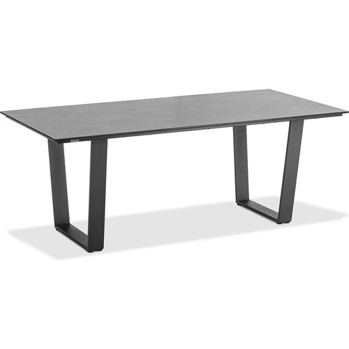 Gartentisch Noha 160x95 Tischplatte HPL Granit Trapezkufe Aluminium Anthrazit