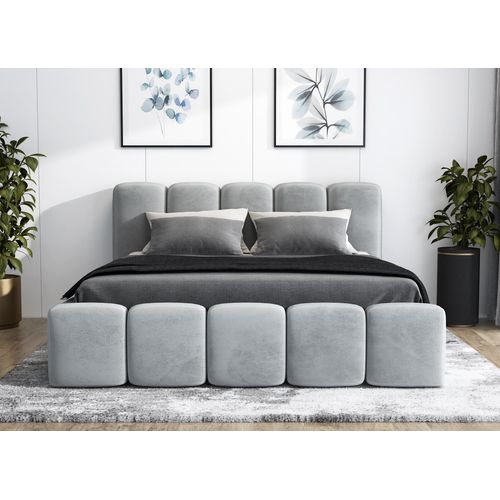 Polsterbett SONIC -OM 140 x 200 mit Bettkasten. Farbe: Grau