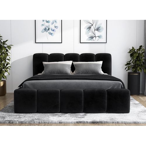 Polsterbett SONIC 140 x 200 mit Matratze und Bettkasten. Farbe: Schwarz