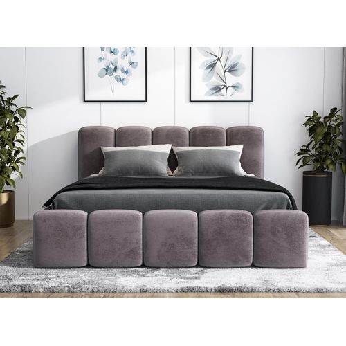 Polsterbett SONIC -OM 140 x 200 mit Bettkasten. Farbe: Grau