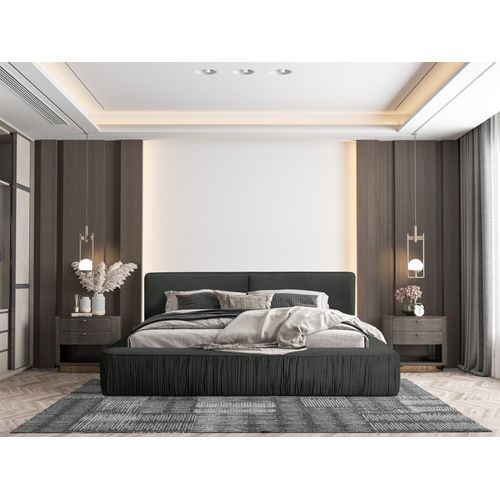 Polsterbett Doppelbett LEXIE 140x200cm in Stoff Riviera Anthrazit